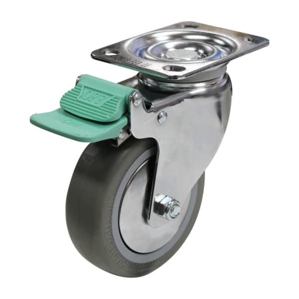 100mm Inst Rubber Swivel Chrome Durolite Castor (S4474D)