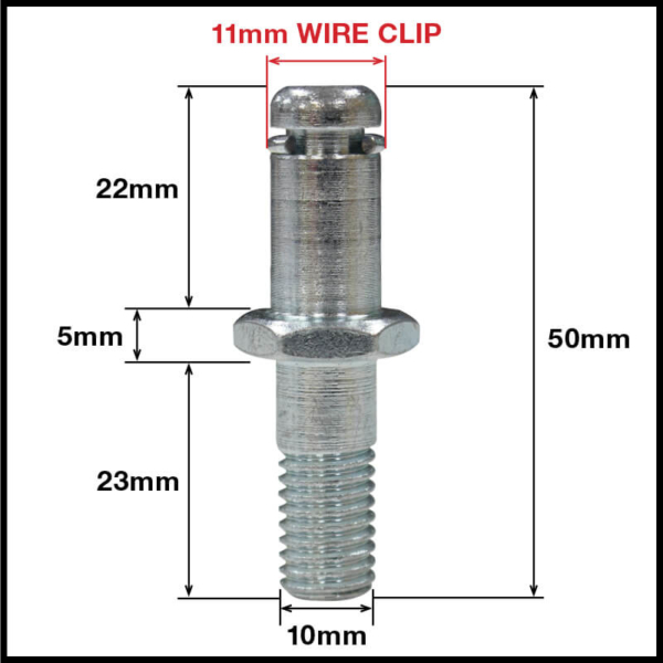 Wire Clip Pintle Parts For 10mm Bolt Hole Castors (124PINTLE-M10WC) - Image 2