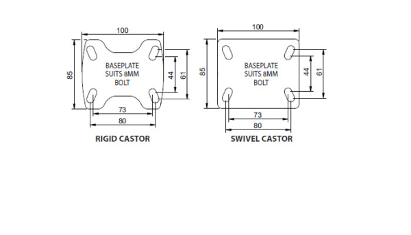 100mm Cast Iron Wheel 200kg Capacity Castor (S4052B) - Image 2