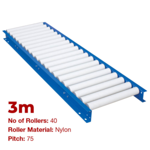 450mm Wide Gravity Conveyor with Nylon Rollers - 3m Long (CGR088)