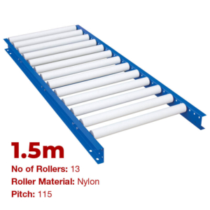600mm Wide Gravity Conveyor with Nylon Rollers - 1.5m Long (CGR095)