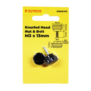 M3 x 13mm Knurled Round Head Nut & Bolt (KRHK001)