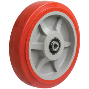 200mm Polyurethane Tyred Nylon Centred Wheel | 20mm Axle Diameter (PU8071-M20)