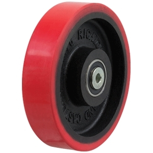 200mm Polyurethane Tyred Cast Iron Centred Wheel | 1" Axle Diameter (PU876-1)