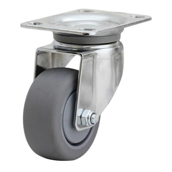 75mm Inst Rubber Swivel Chrome Durolite Castor (S3374)