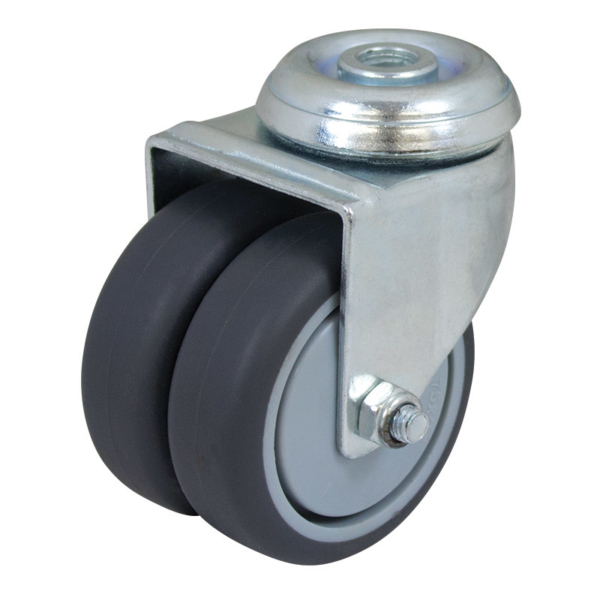 75mm Twin Wheel Utility Bolt Castor (S3722)