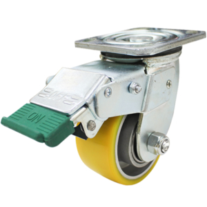 100mm Crowned Polurethane Tyred Aluminium Centred Wheel 300kg Capacity Swivel Castor with Directional Lock (S4274D)