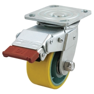 100mm Polurethane Tyred Cast Iron Centred Wheel 500kg Capacity Castor (S4388SLB)
