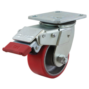 100mm Polurethane Tyred Cast Iron Centred Wheel 250kg Capacity Castor (S4400SLB)