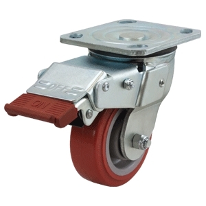 100mm Polyurethane Tyred Nylon Centred Wheel 250kg Capacity Castor (S4437SLB)