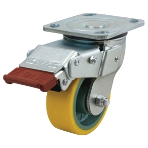 100mm Polurethane Tyred Cast Iron Centred Wheel 330kg Capacity Castor (S4448SLB)