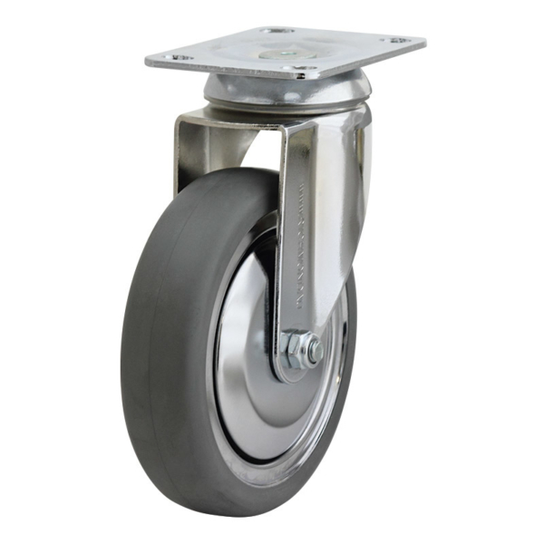 125mm Inst Rubber Swivel Chrome Durolite Castor (S5574)