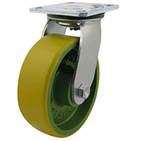 150mm Polurethane Tyred Cast Iron Centred Wheel 500Kg Capacity Castor (S6648)