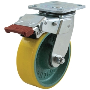 150mm Polurethane Tyred Cast Iron Centred Wheel 500Kg Capacity Castor (S6648SLB)