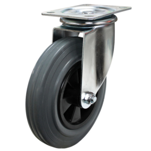 200mm Rubber Tyre on Nylon Centre Wheel 200kg Capacity Castor (S8050)