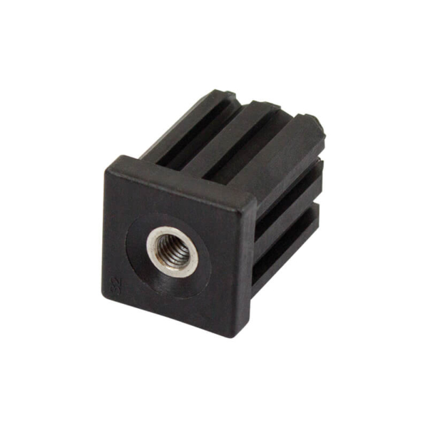 32mm Square M8 Threaded Tube End Mild Steel (TIR32SQM08)