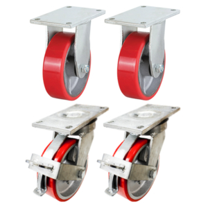 Waste Bin Castor Set With Poly on Cast Iron Wheels (WASTESETT-10)