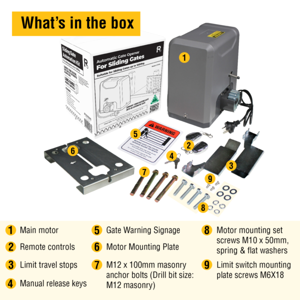 240V AC Powered Sliding Gate Motor suitable for gates up to 1200kg (GTR156) - Image 4