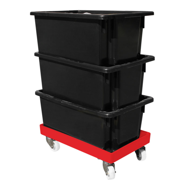 Crate Skate Tub Dollie with 75mm, 100mm or 125mm Wheels - Red - Image 2