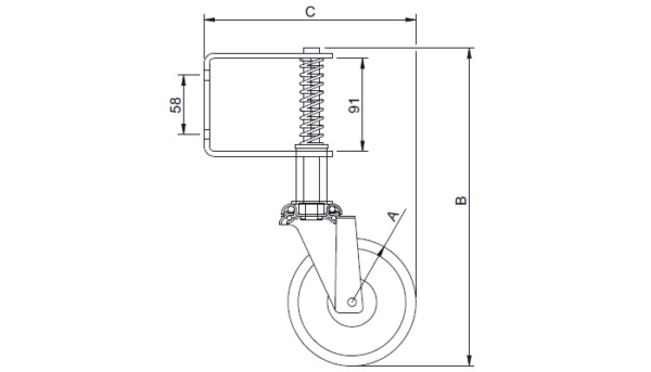 75mm Nylon Wheel 20kg Capacity Spring Loaded Gate Castor (S3024) - Image 2