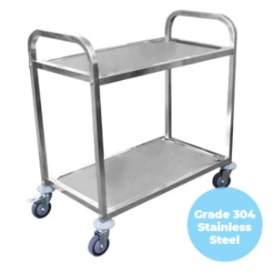 950 x 500mm 2 Tier Grade 304 Stainless Service Trolley (STR228)