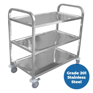 950 x 500mm 3 Tier Grade 201 Stainless Service Trolley (STR332)